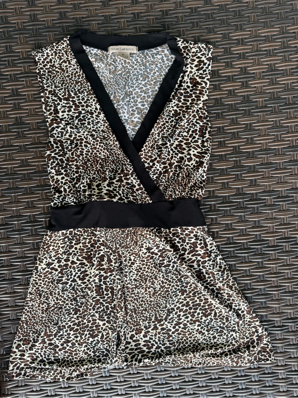 Vintage Y2K Susan Lawrence Leopard Print Babydoll Blouse Top Size Medium